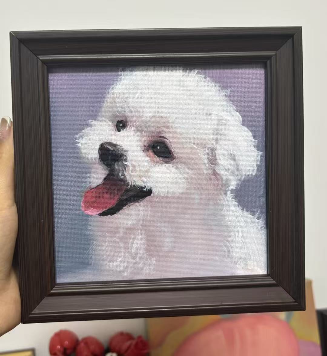 Hand-Painted Realistic Oil Pet Portrait Custom Canvas