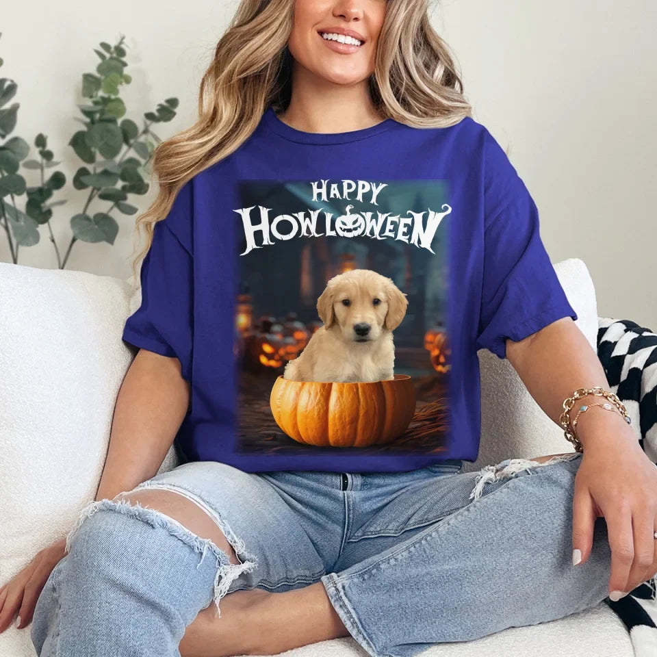 Pet in Photo-Realistic Pumpkin Photo Upload T-Shirt