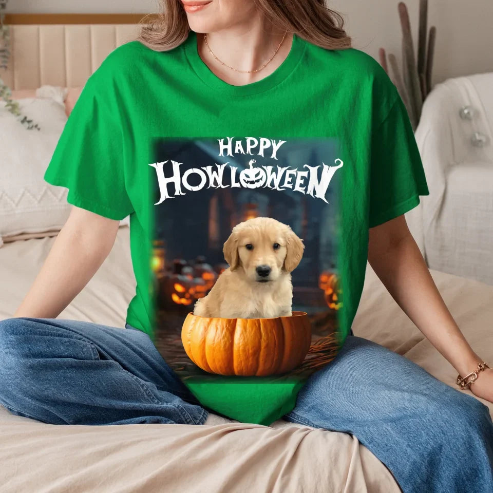 Pet in Photo-Realistic Pumpkin Photo Upload T-Shirt