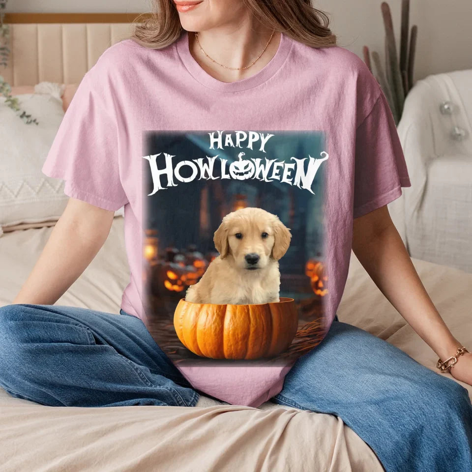 Pet in Photo-Realistic Pumpkin Photo Upload T-Shirt