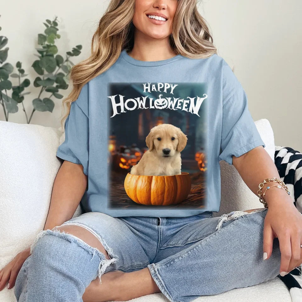 Pet in Photo-Realistic Pumpkin Photo Upload T-Shirt