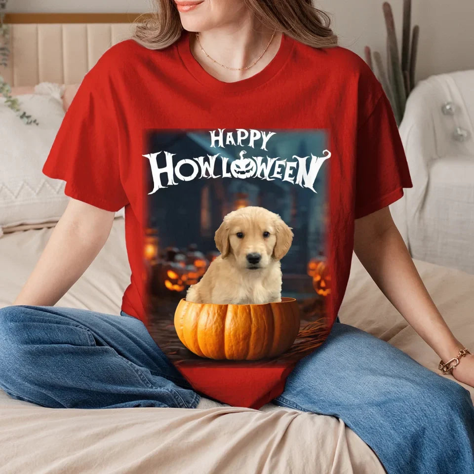 Pet in Photo-Realistic Pumpkin Photo Upload T-Shirt