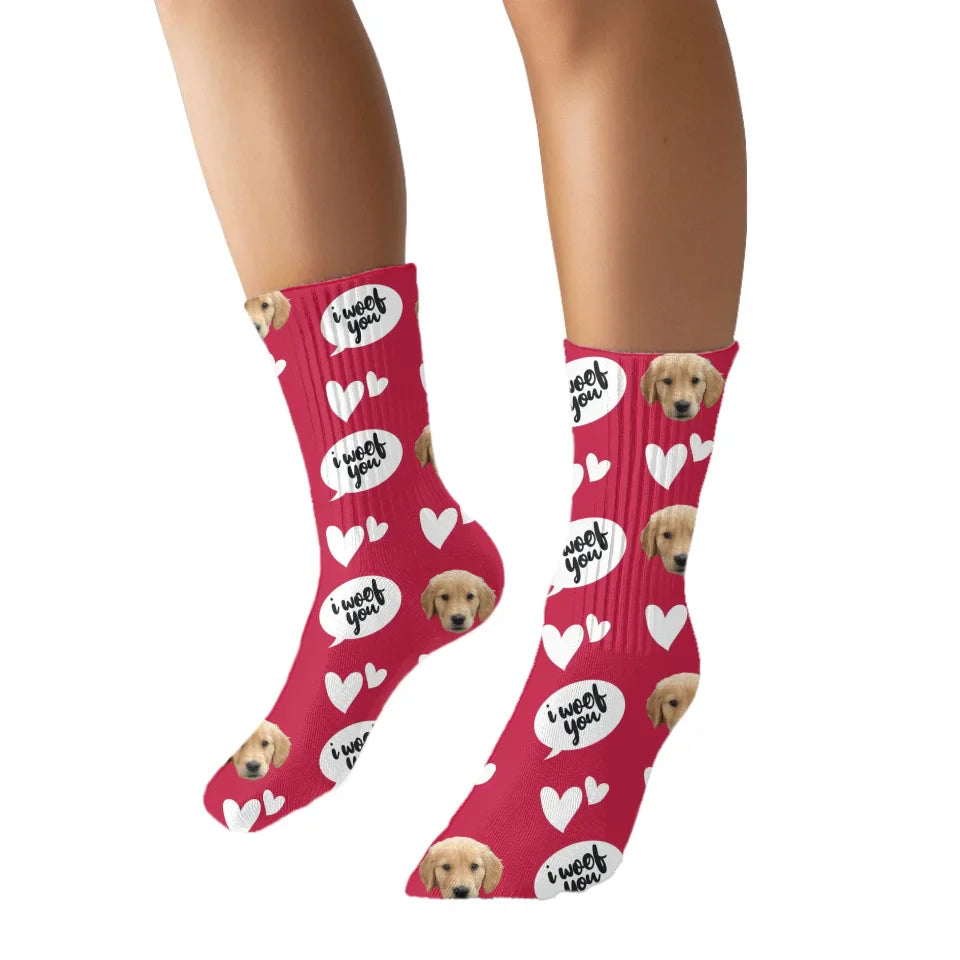 I Woof You Pet Face Socks