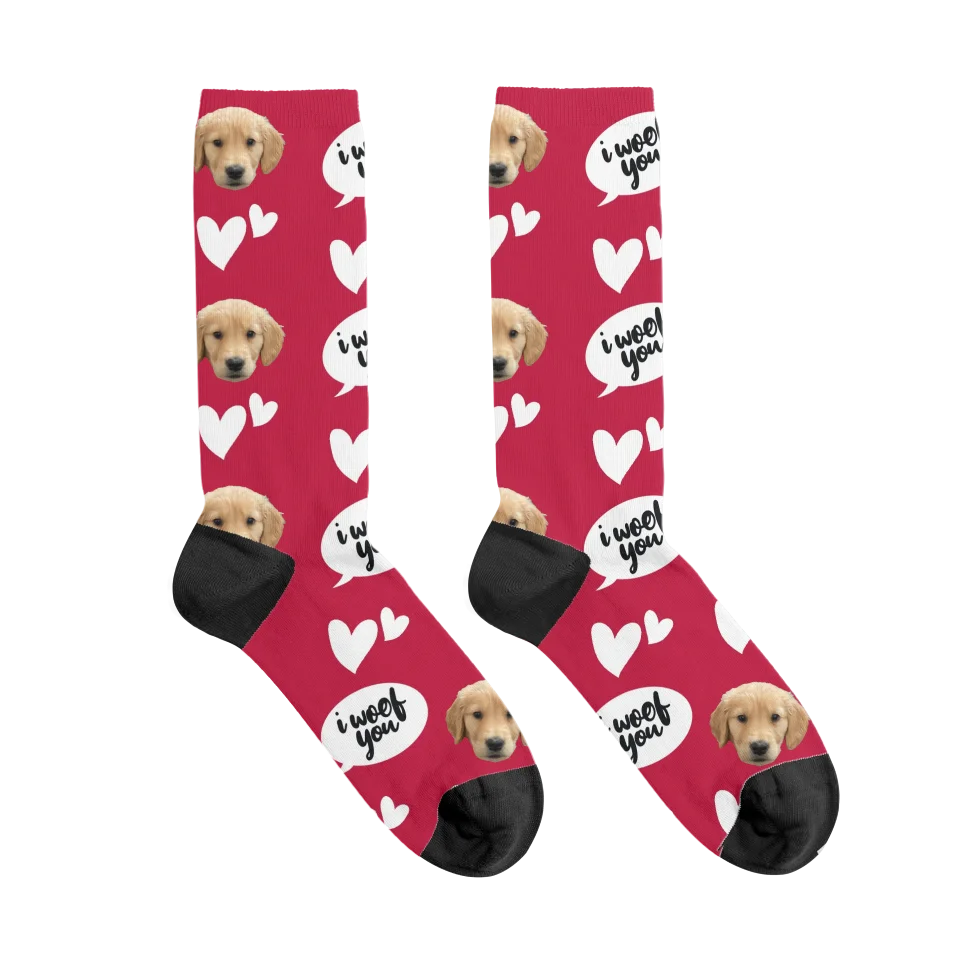 I Woof You Pet Face Socks