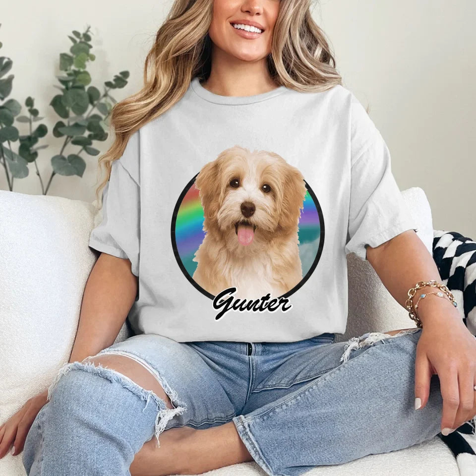 Custom Pet in Circle Photo Upload T-Shirt