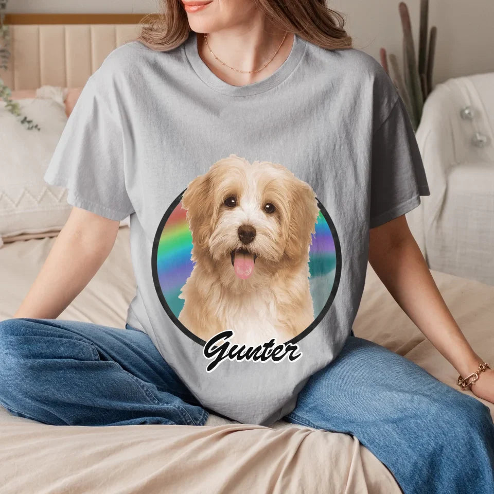 Custom Pet in Circle Photo Upload T-Shirt