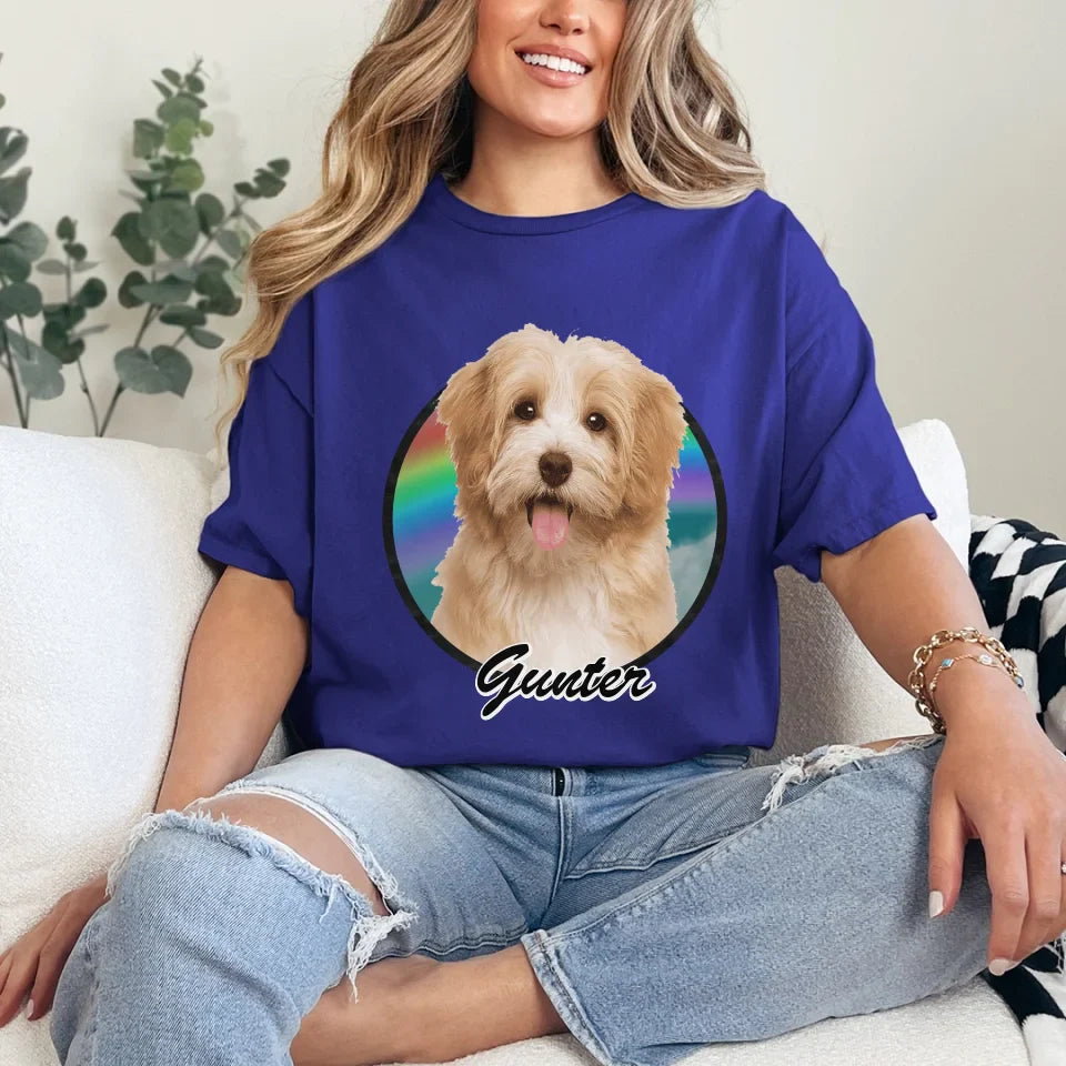 Custom Pet in Circle Photo Upload T-Shirt