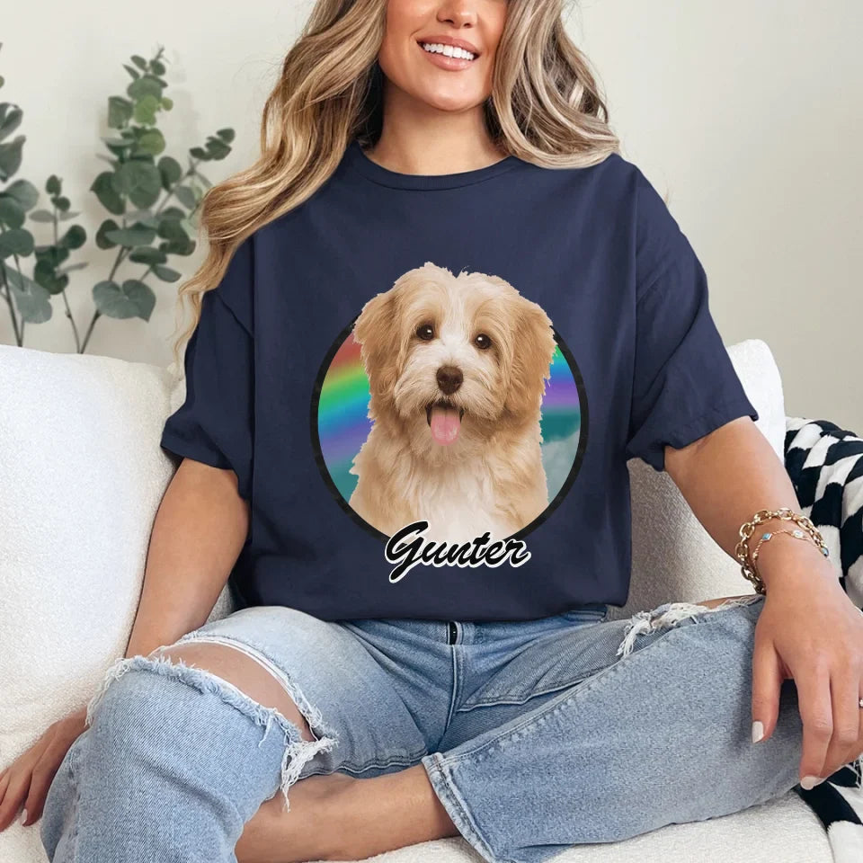 Custom Pet in Circle Photo Upload T-Shirt