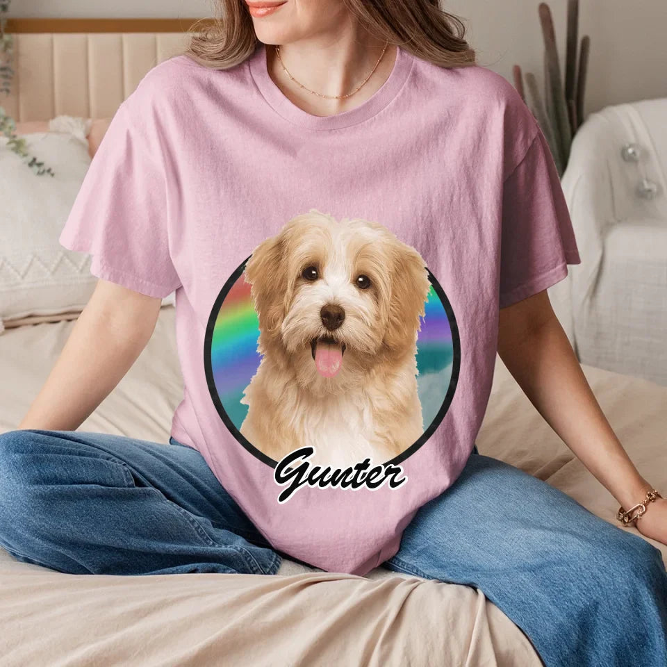 Custom Pet in Circle Photo Upload T-Shirt