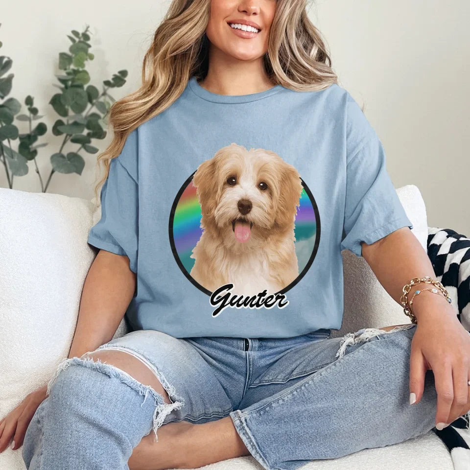 Custom Pet in Circle Photo Upload T-Shirt