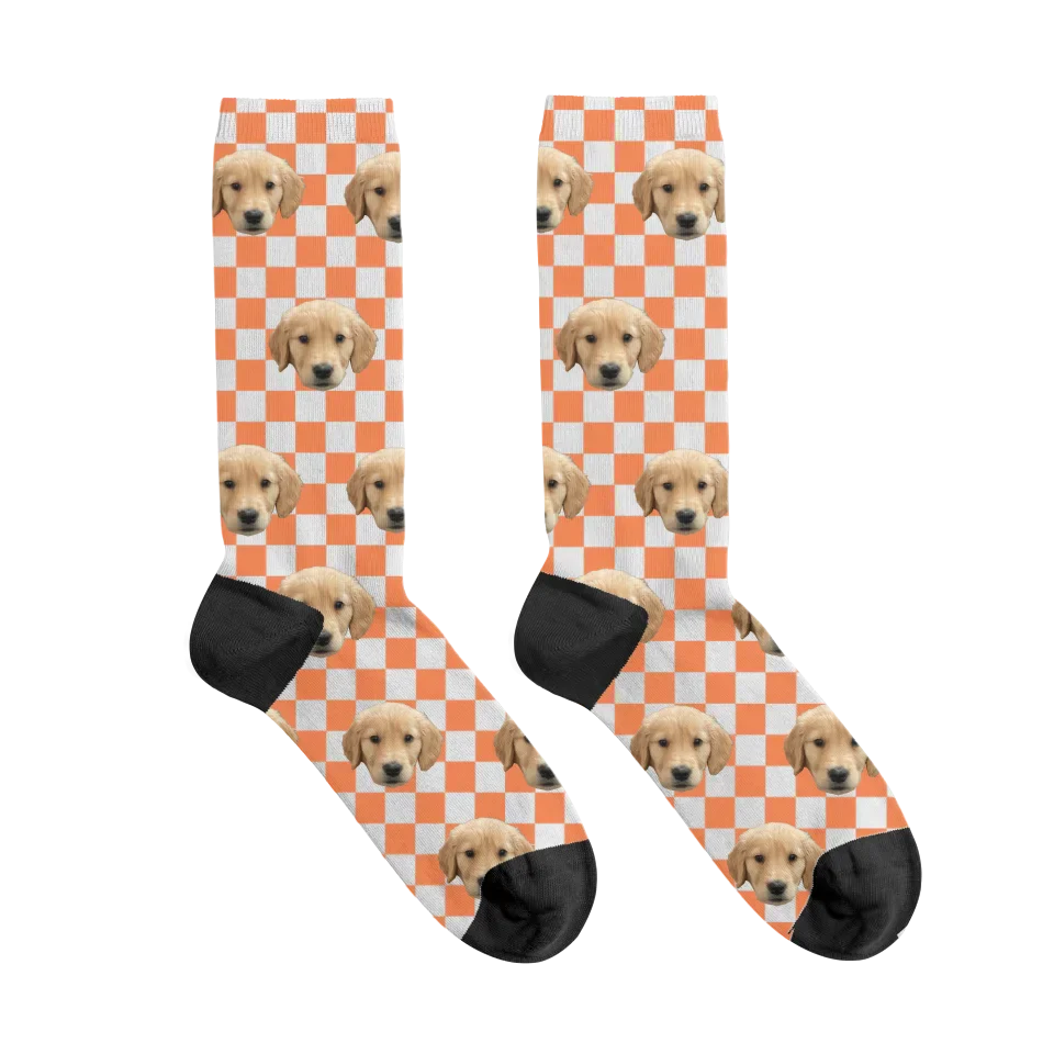 Personalized Checkered Pet Face Socks