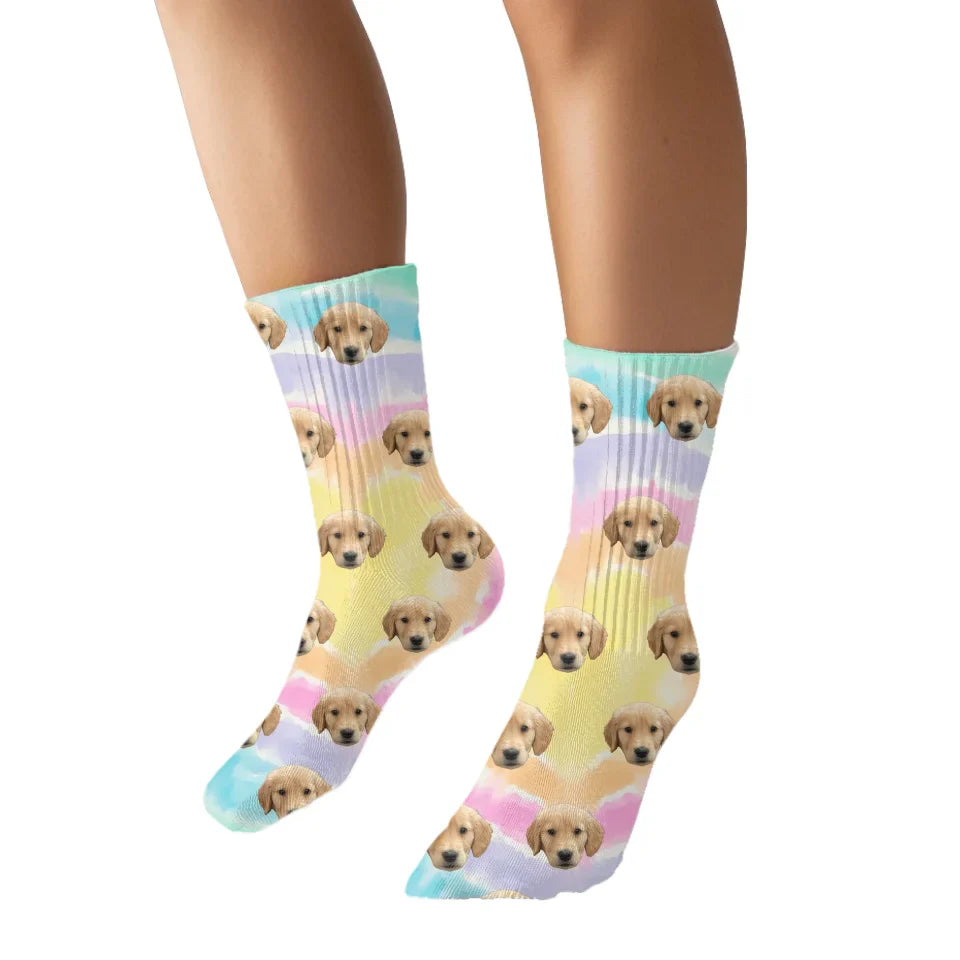 Custom Tie Dye Pet Face Socks