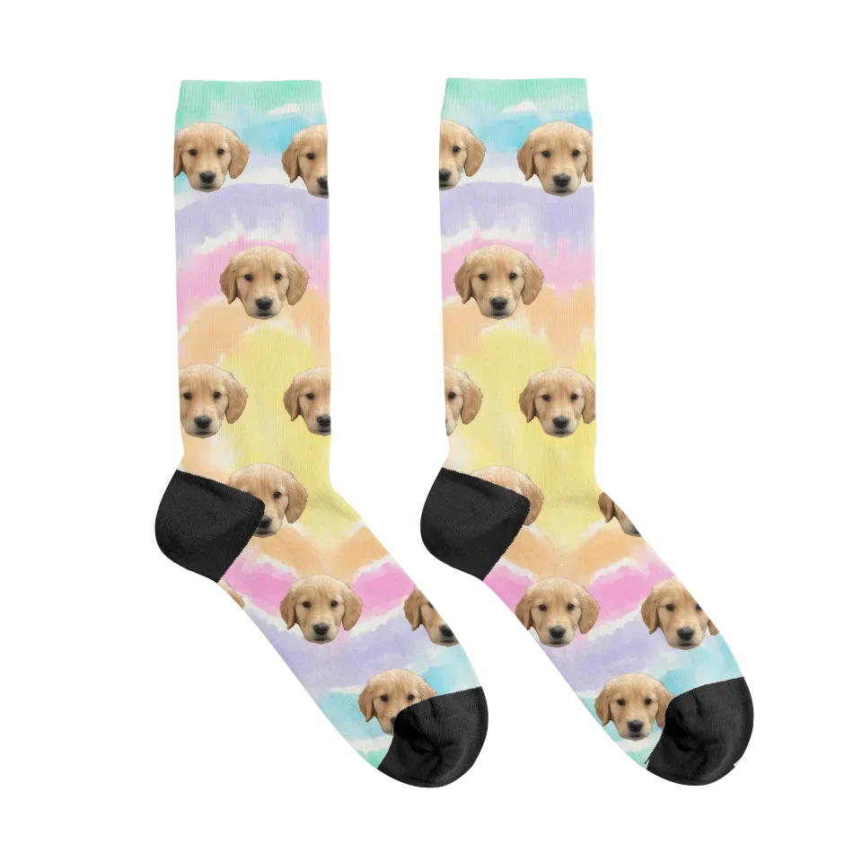 Custom Tie Dye Pet Face Socks