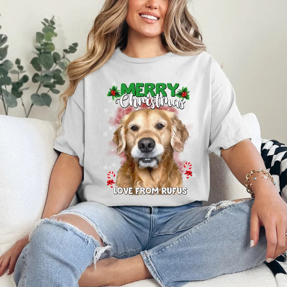 Personalized Christmas Pet Photo Upload T-Shirt