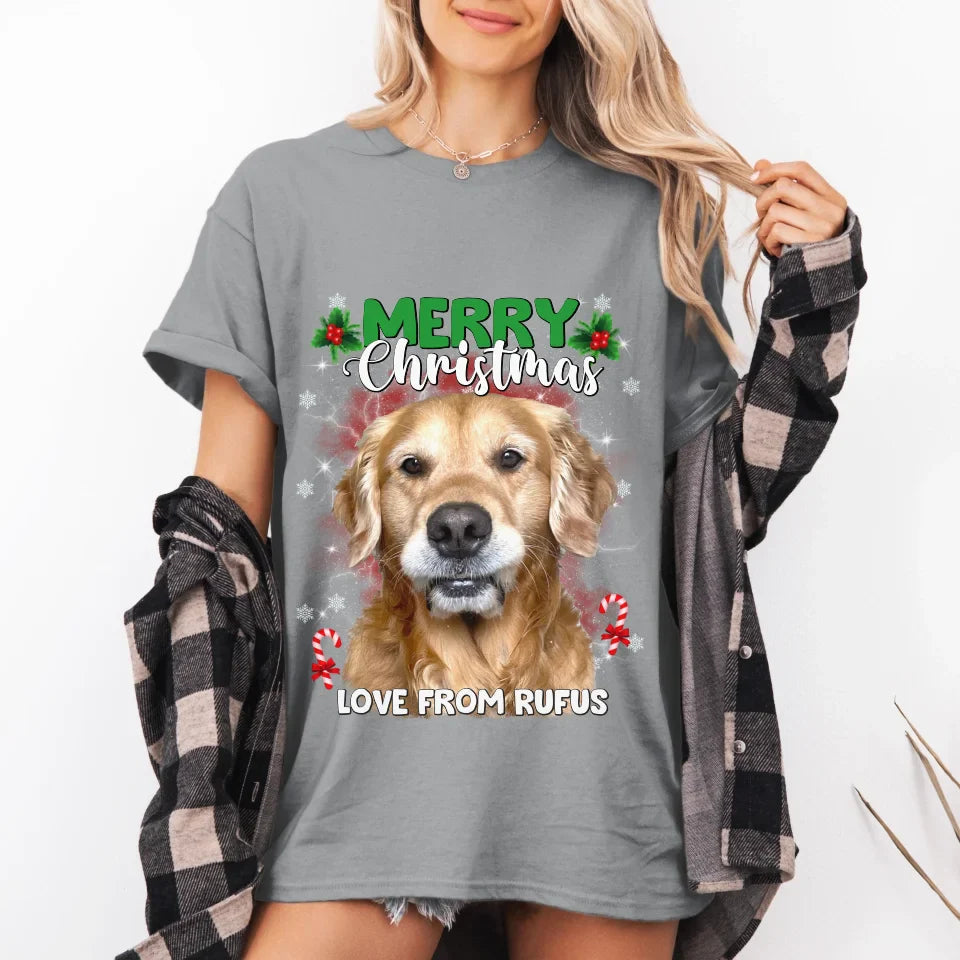 Personalized Christmas Pet Photo Upload T-Shirt