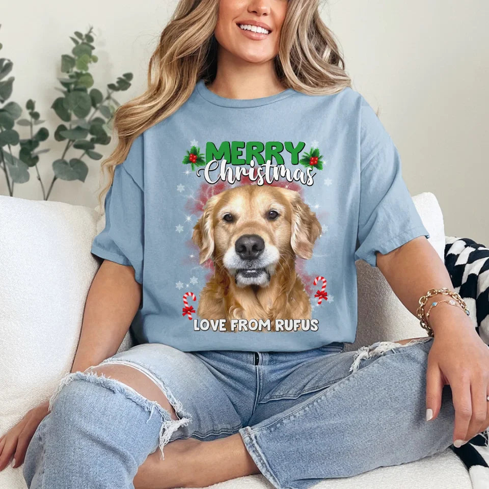 Personalized Christmas Pet Photo Upload T-Shirt