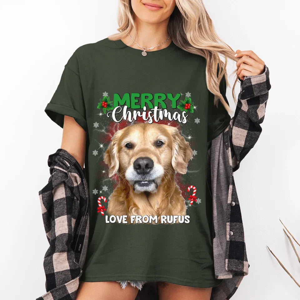 Personalized Christmas Pet Photo Upload T-Shirt