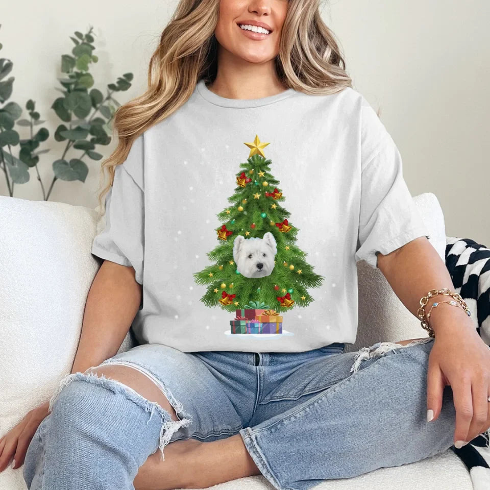 Personalized Christmas Tree Photo Upload T-Shirt