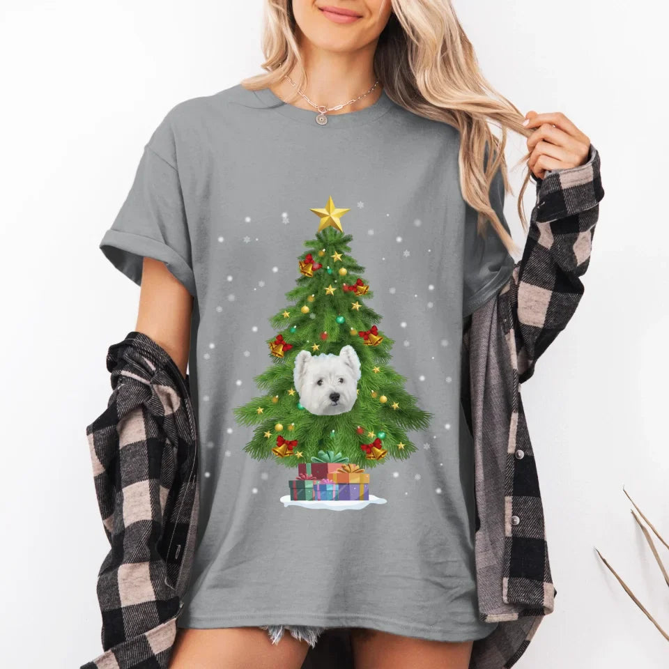 Personalized Christmas Tree Photo Upload T-Shirt