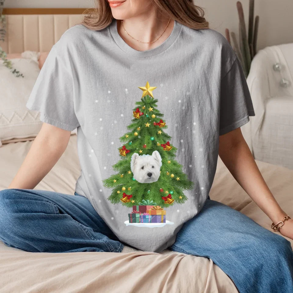 Personalized Christmas Tree Photo Upload T-Shirt