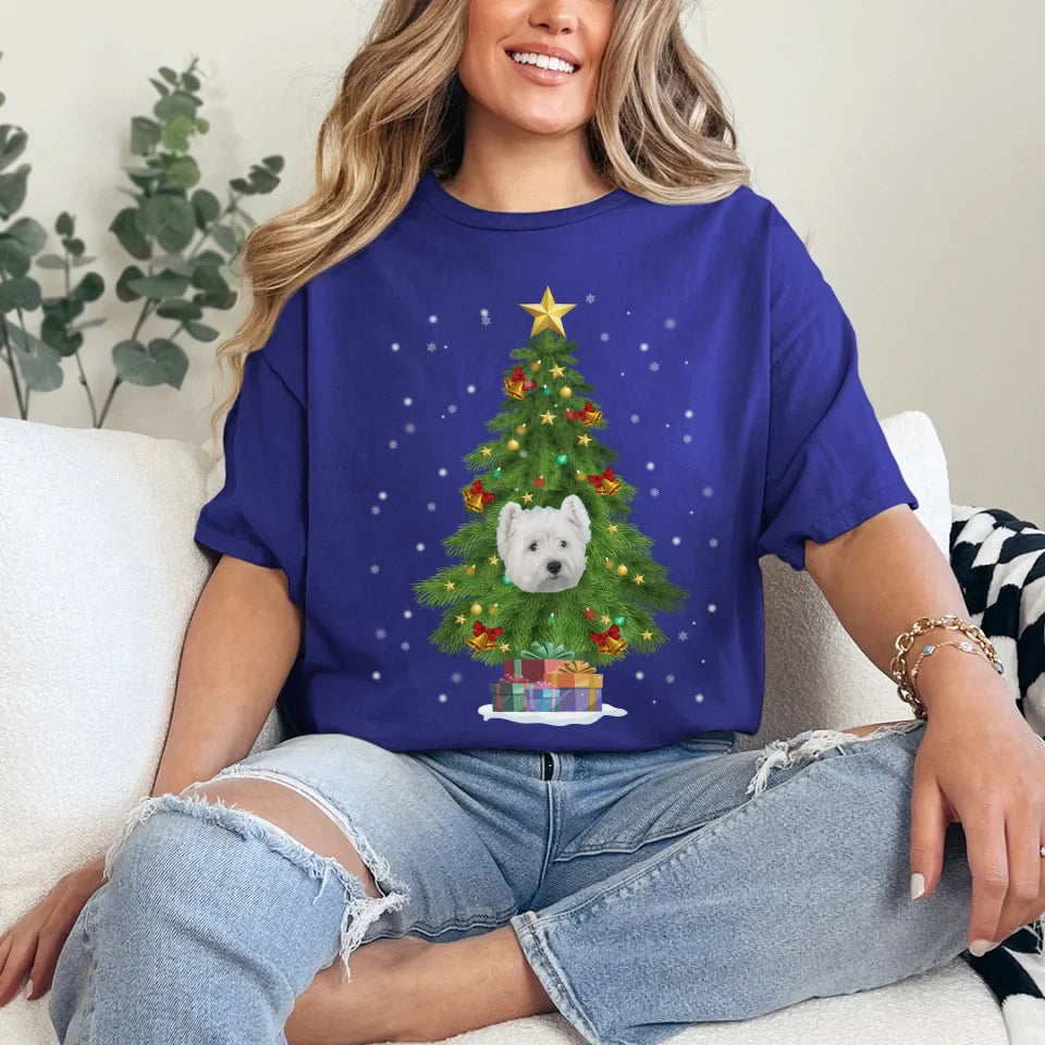 Personalized Christmas Tree Photo Upload T-Shirt