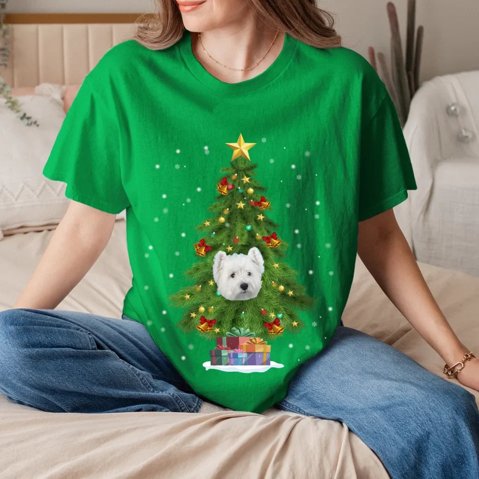Personalized Christmas Tree Photo Upload T-Shirt