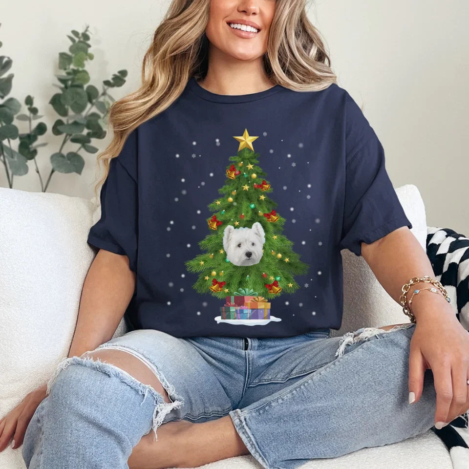 Personalized Christmas Tree Photo Upload T-Shirt