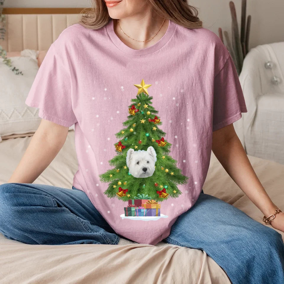 Personalized Christmas Tree Photo Upload T-Shirt