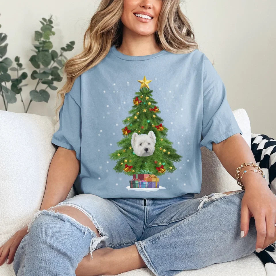 Personalized Christmas Tree Photo Upload T-Shirt