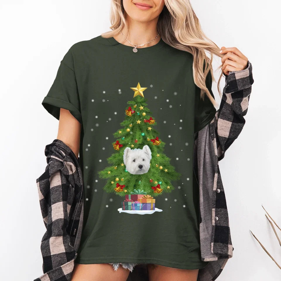 Personalized Christmas Tree Photo Upload T-Shirt