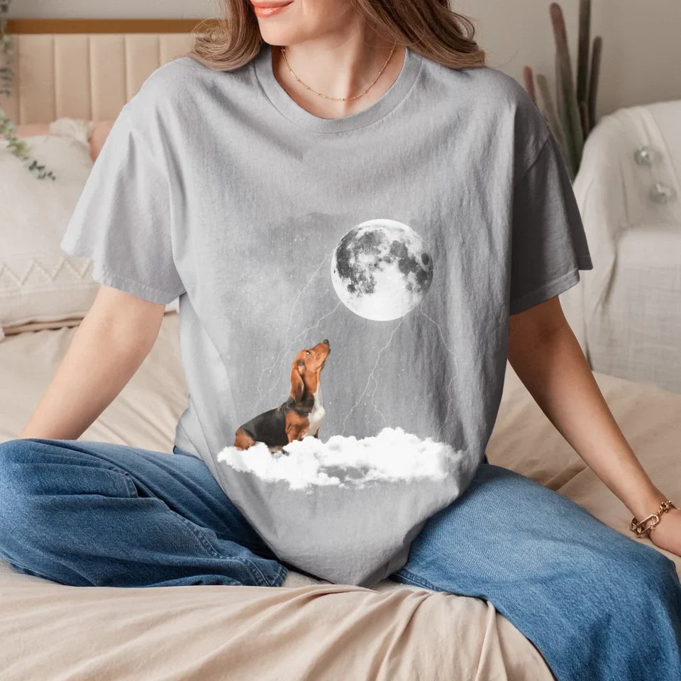 Custom Pet Photo Upload Cloudy Night T-Shirt