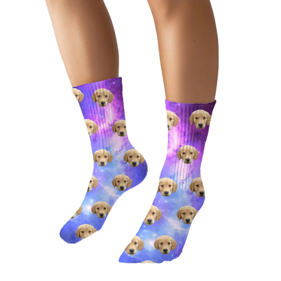 Personalized Pet Face Space Print Socks