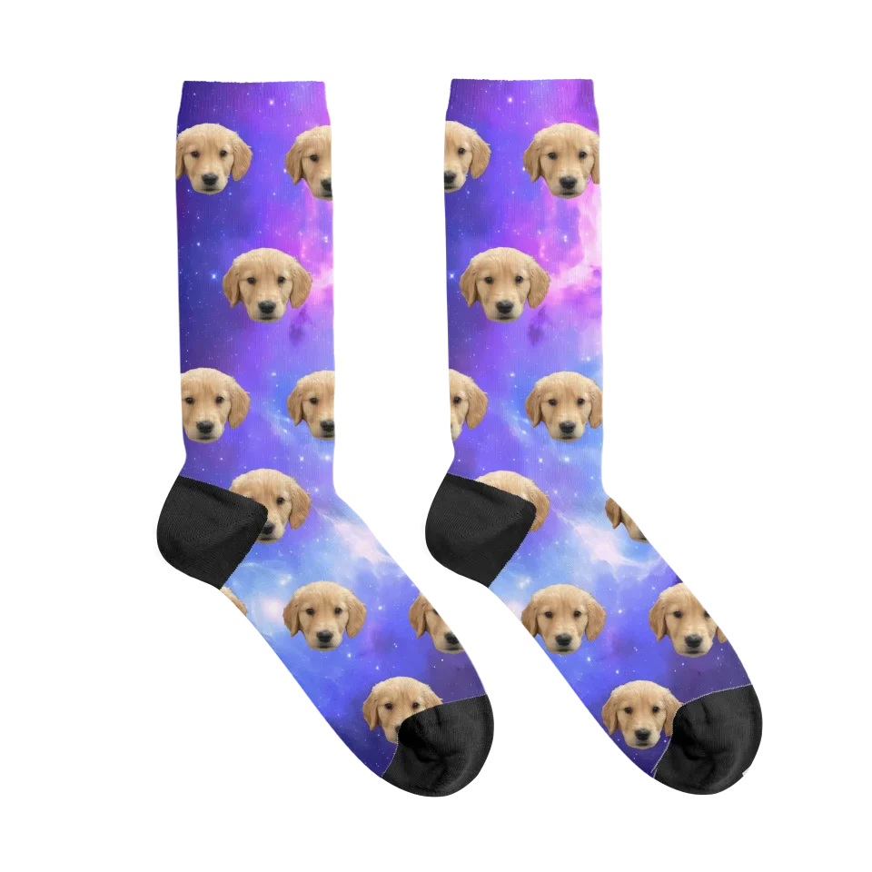 Personalized Pet Face Space Print Socks
