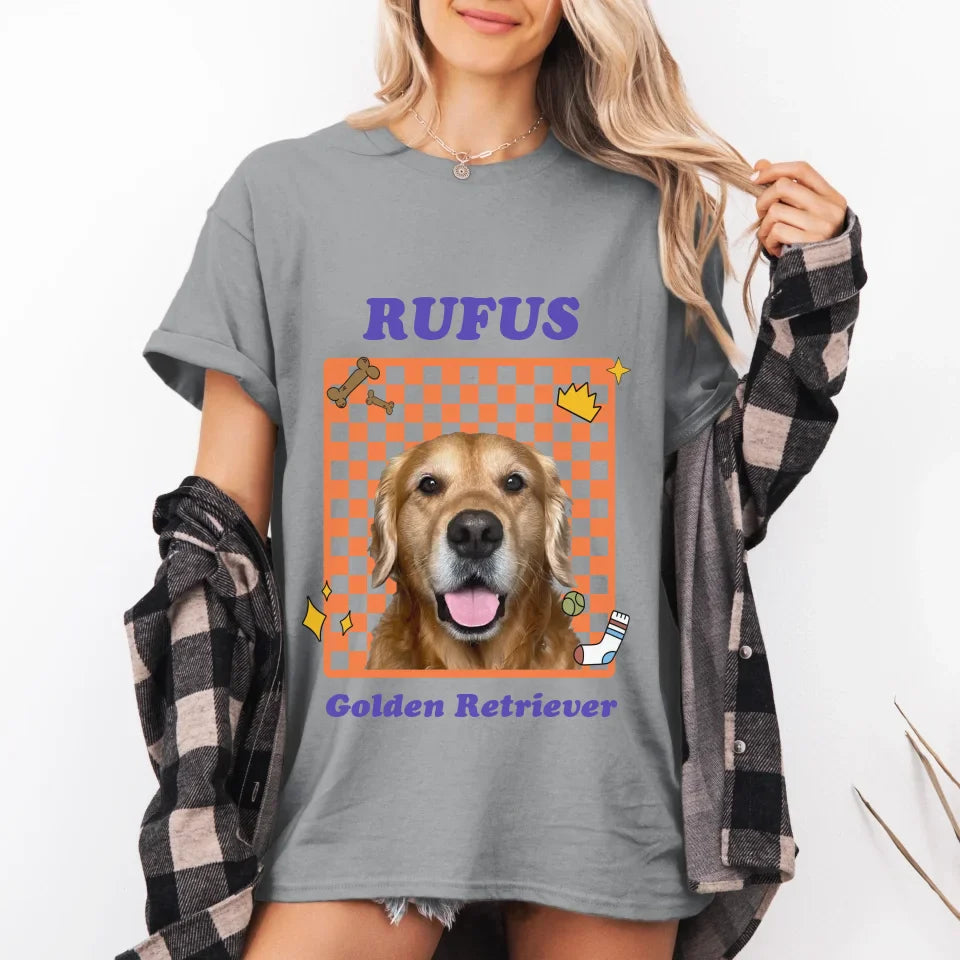 Personalized Checkered Pet Photo Tee Shirt