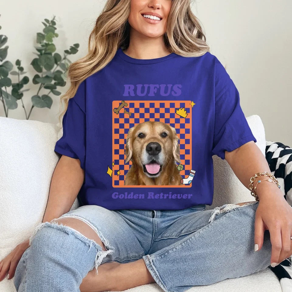 Personalized Checkered Pet Photo Tee Shirt
