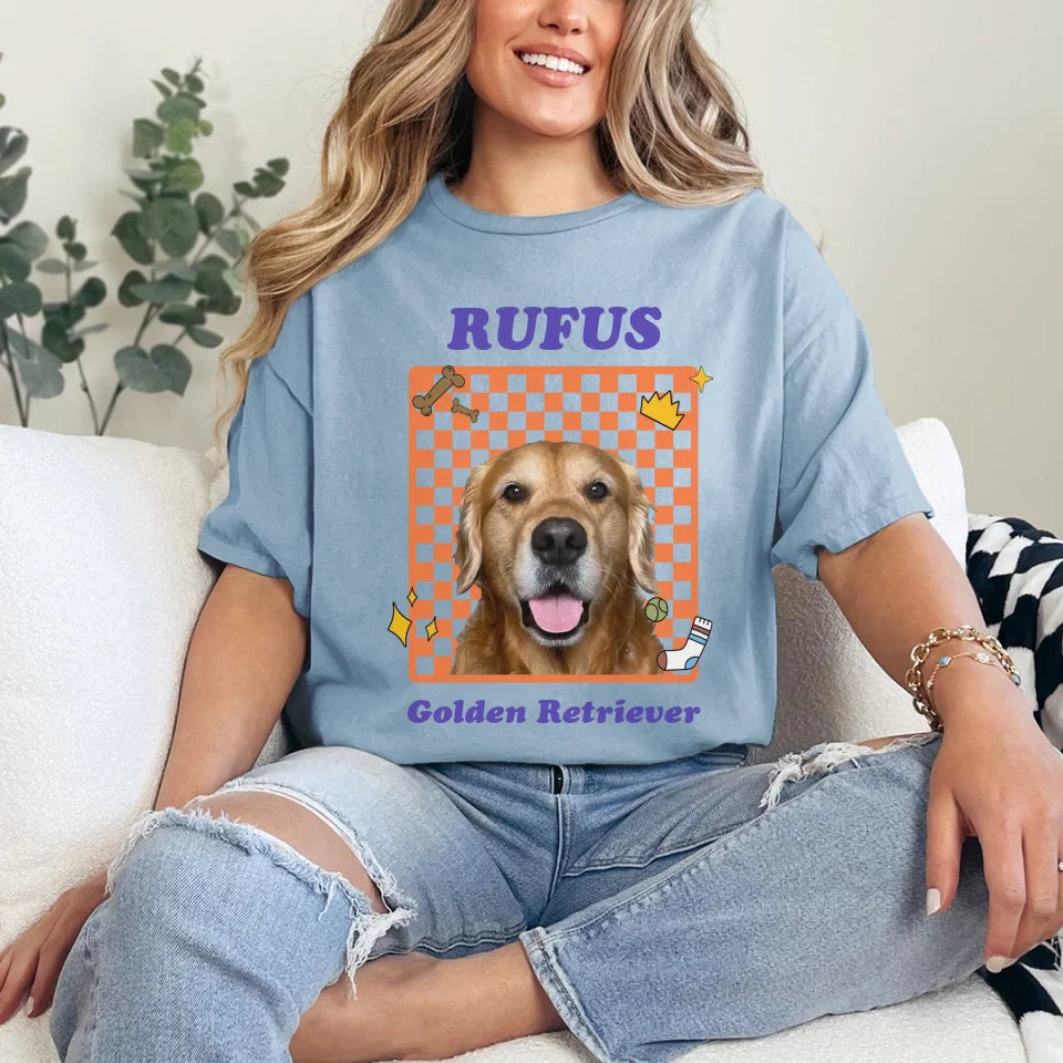 Personalized Checkered Pet Photo Tee Shirt