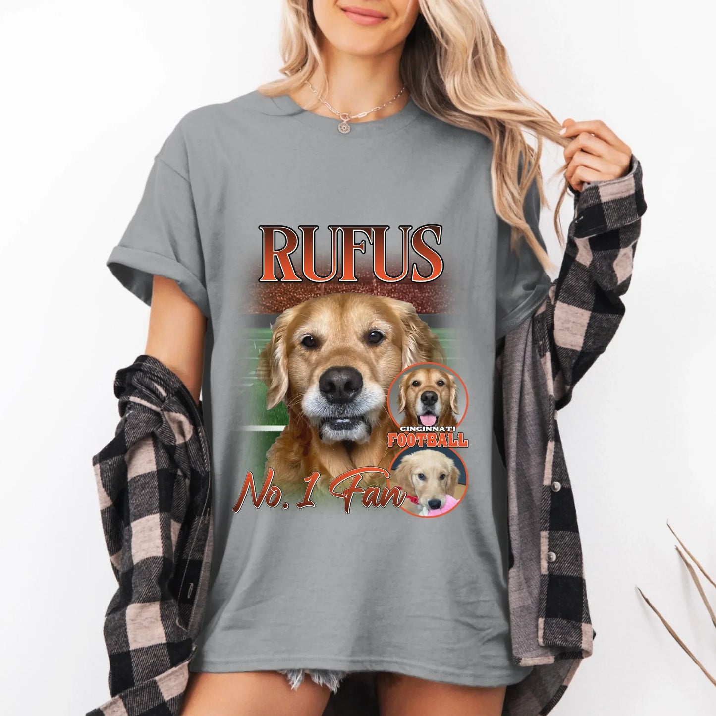 Personalized American Football Custom Pet Photo T-Shirt