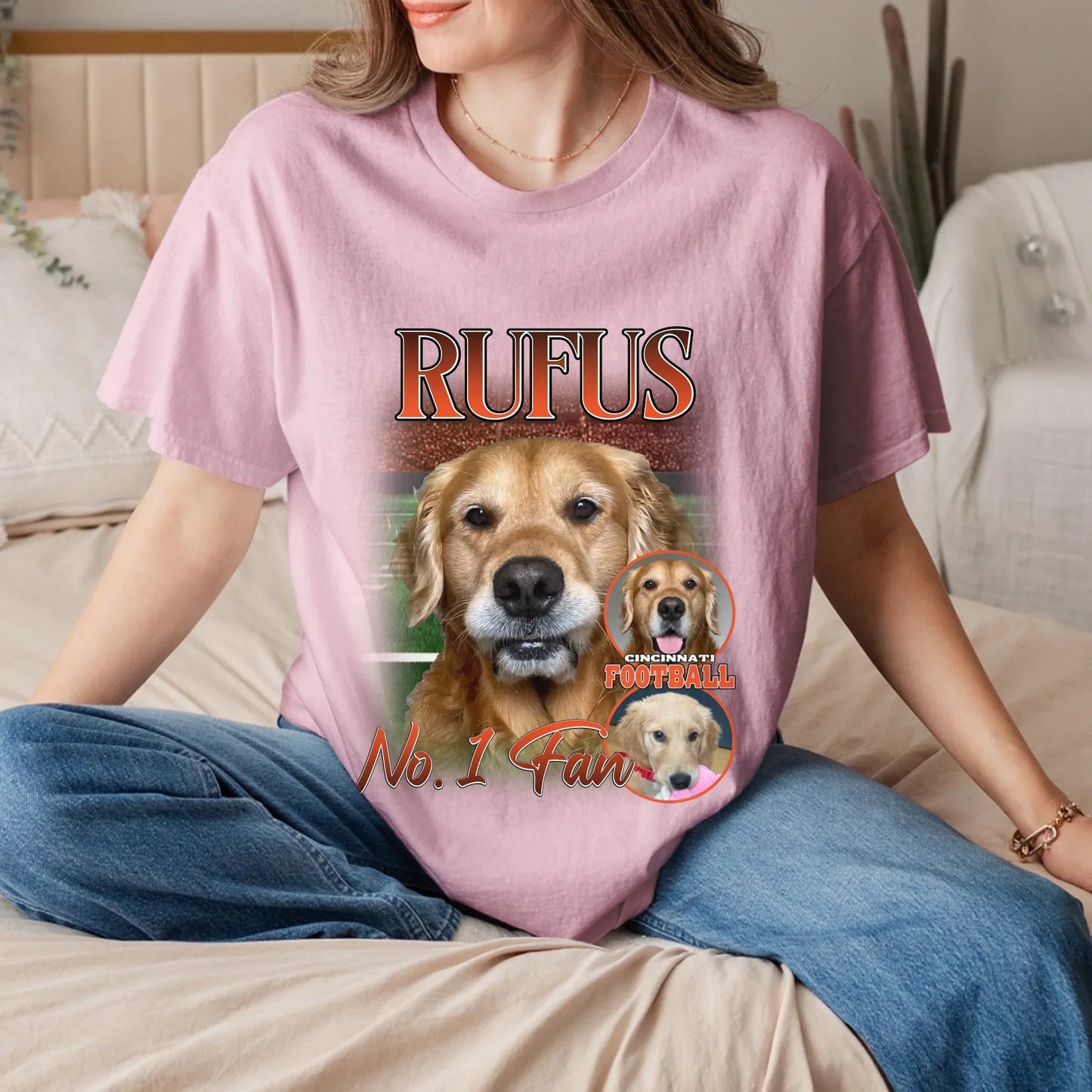 Personalized American Football Custom Pet Photo T-Shirt