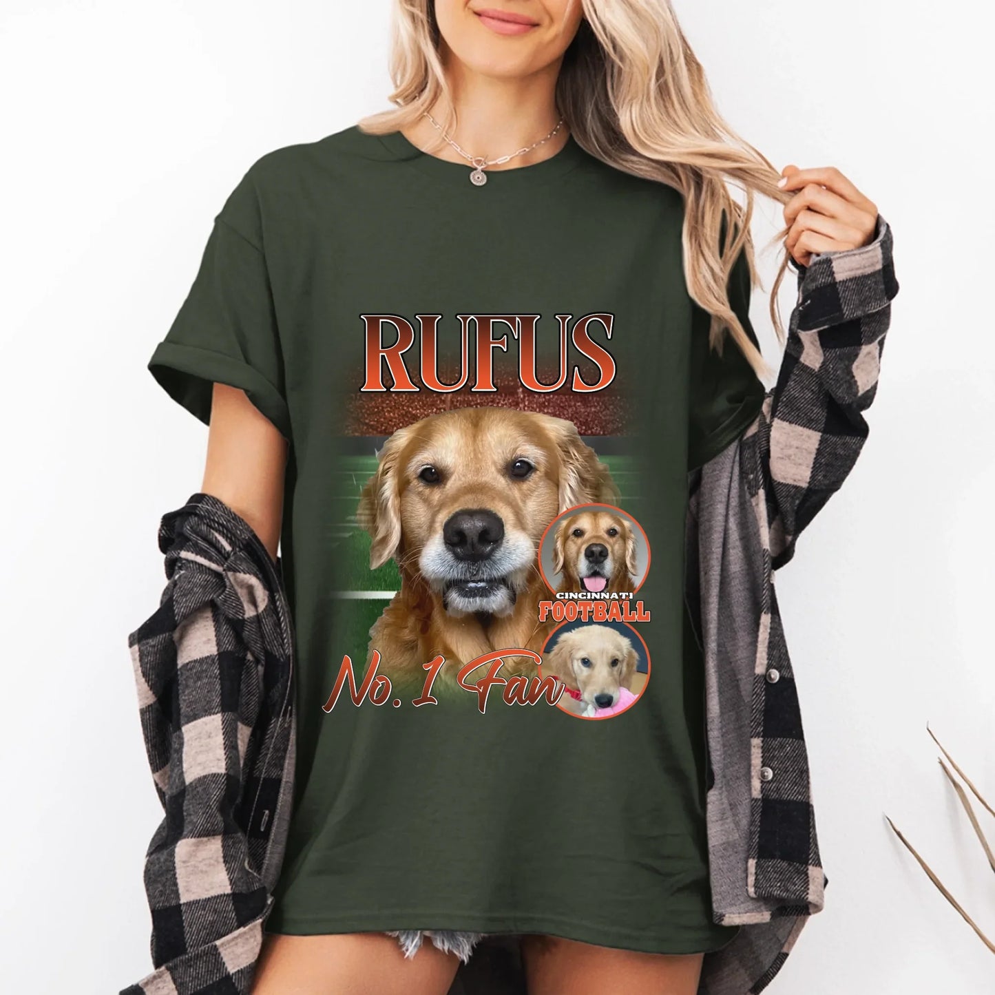 Personalized American Football Custom Pet Photo T-Shirt