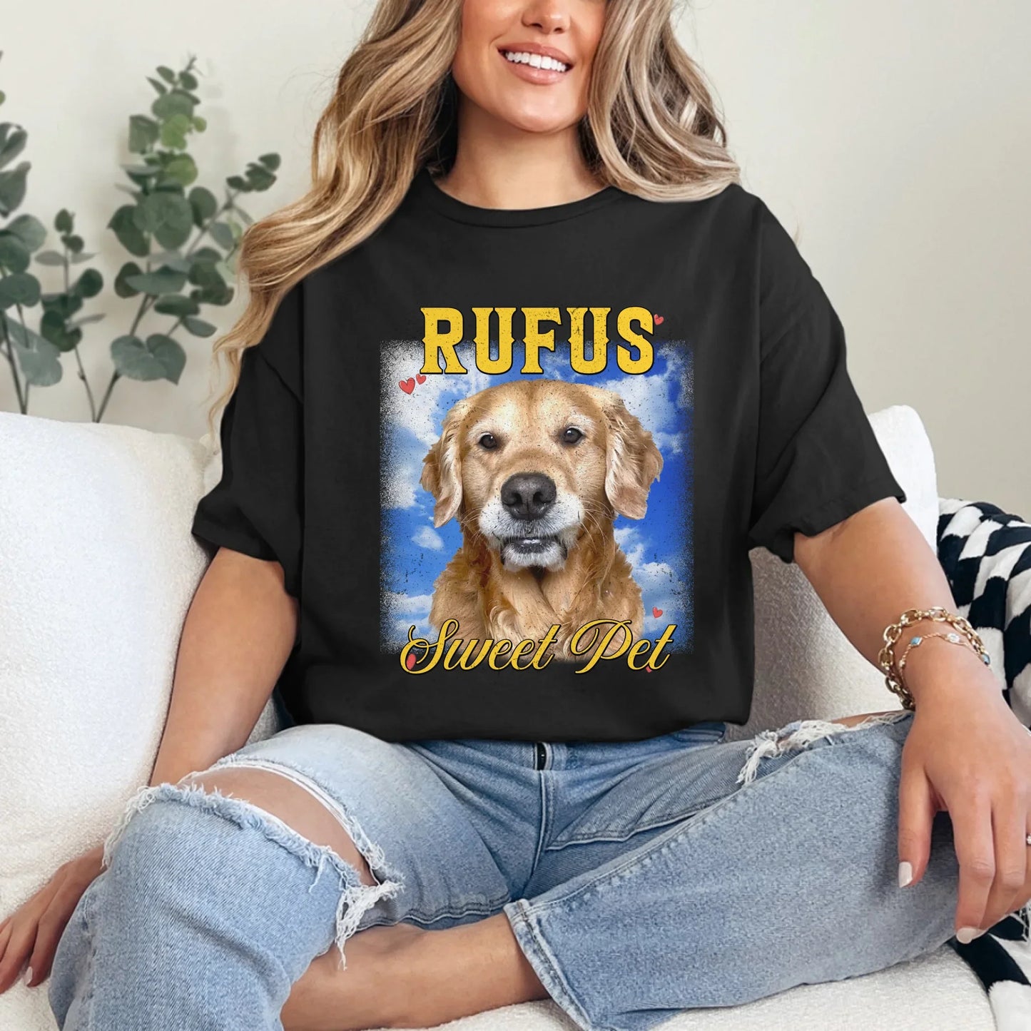 Personalized Vintage Pet Photo and Backdrop T-Shirt