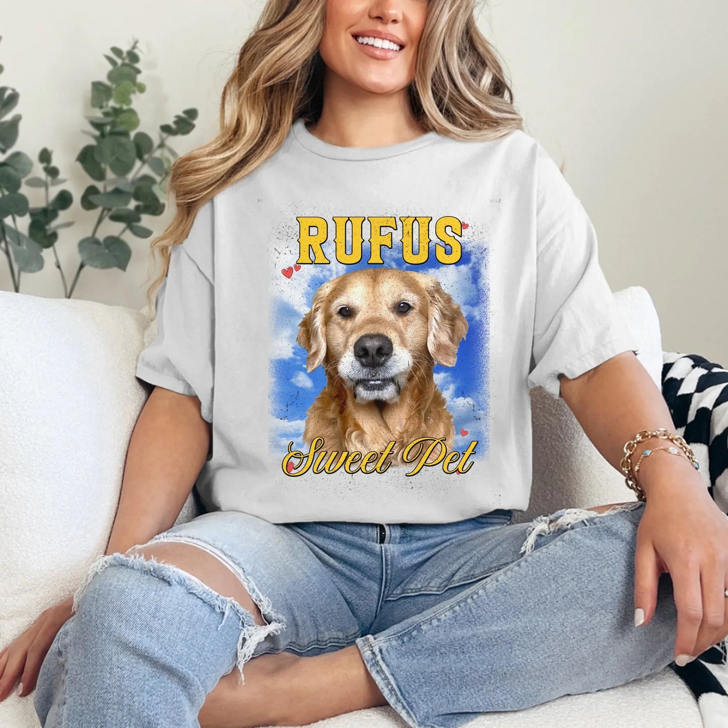 Personalized Vintage Pet Photo and Backdrop T-Shirt