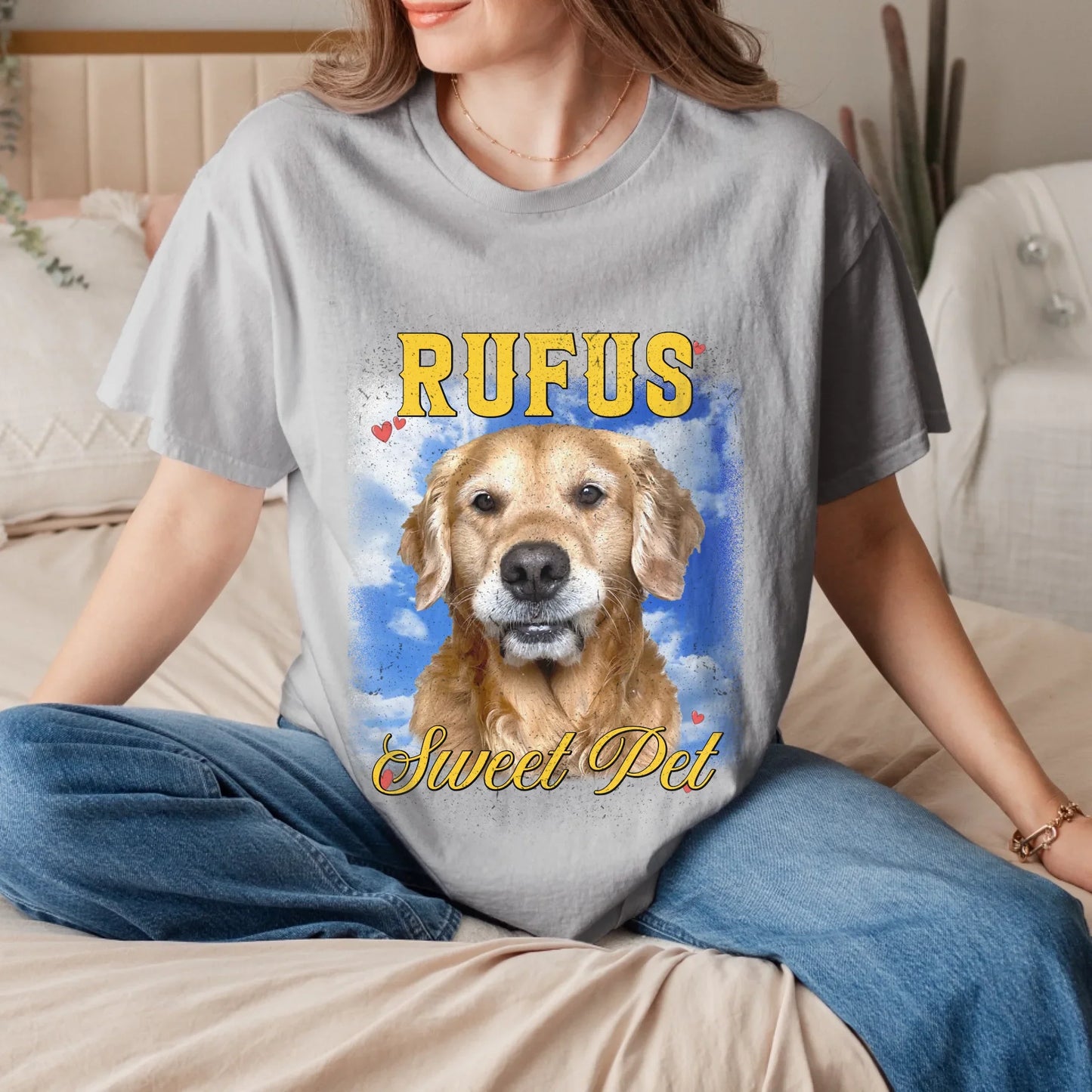 Personalized Vintage Pet Photo and Backdrop T-Shirt
