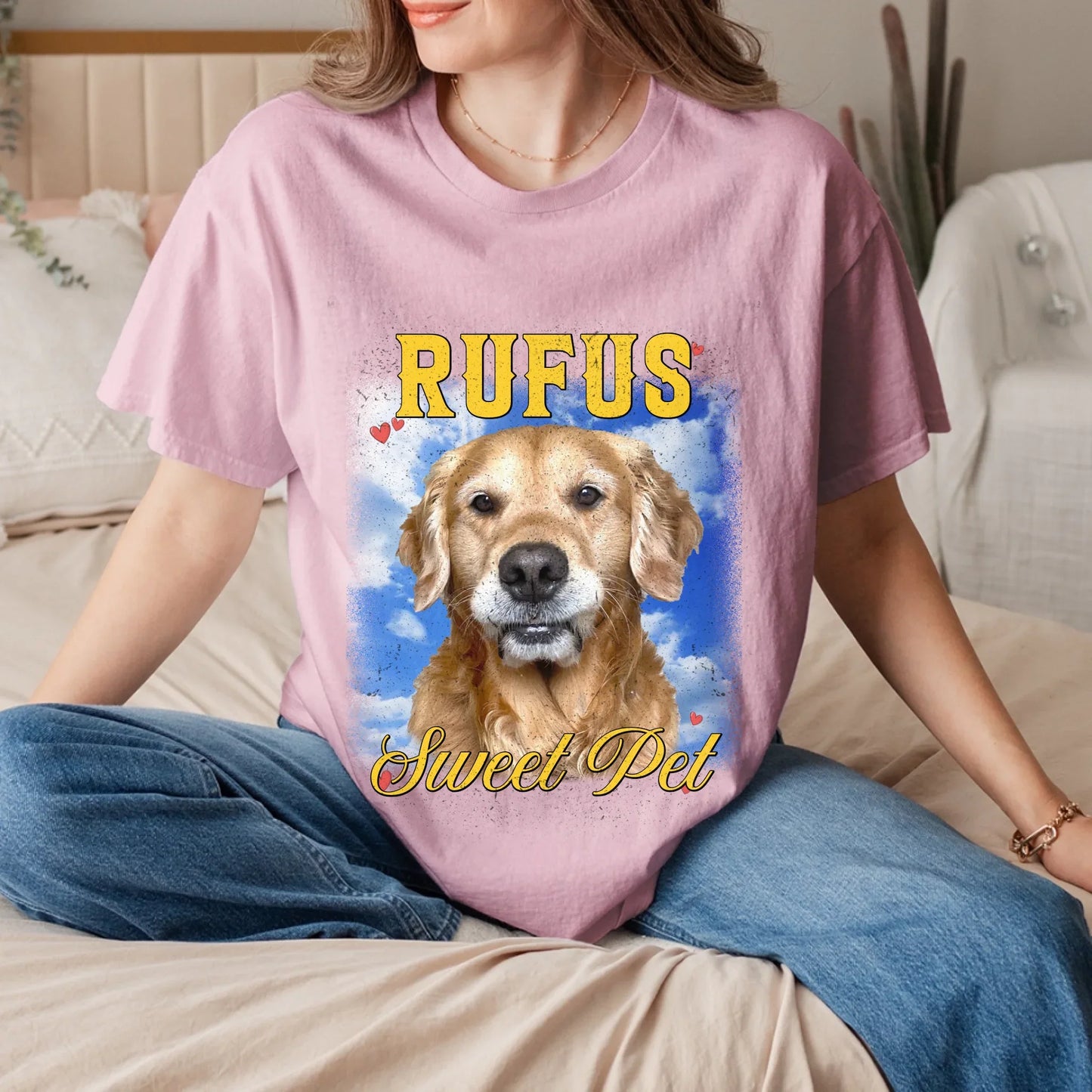 Personalized Vintage Pet Photo and Backdrop T-Shirt