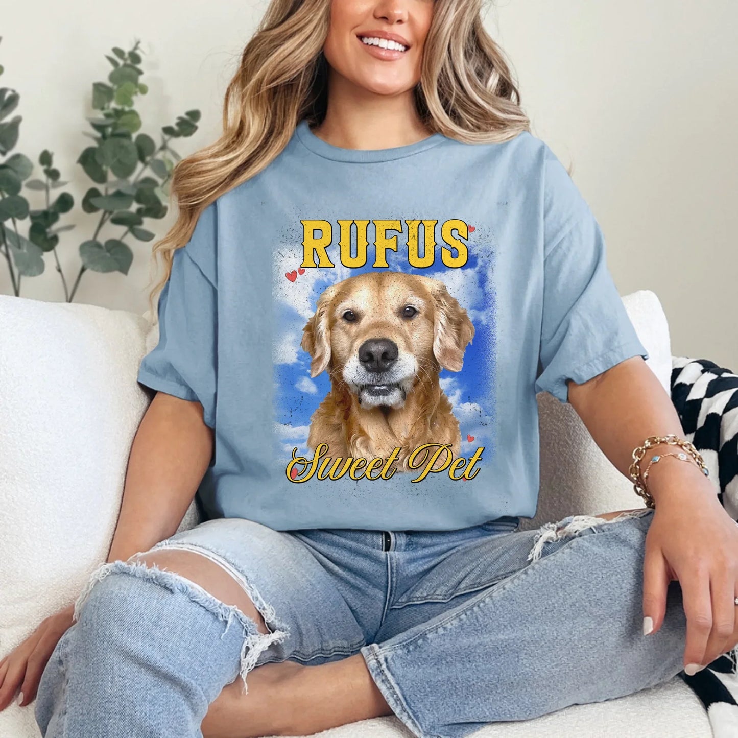 Personalized Vintage Pet Photo and Backdrop T-Shirt