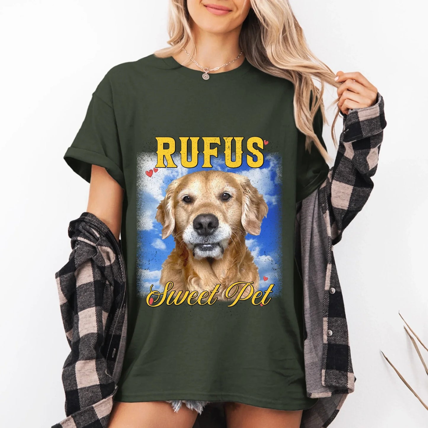 Personalized Vintage Pet Photo and Backdrop T-Shirt