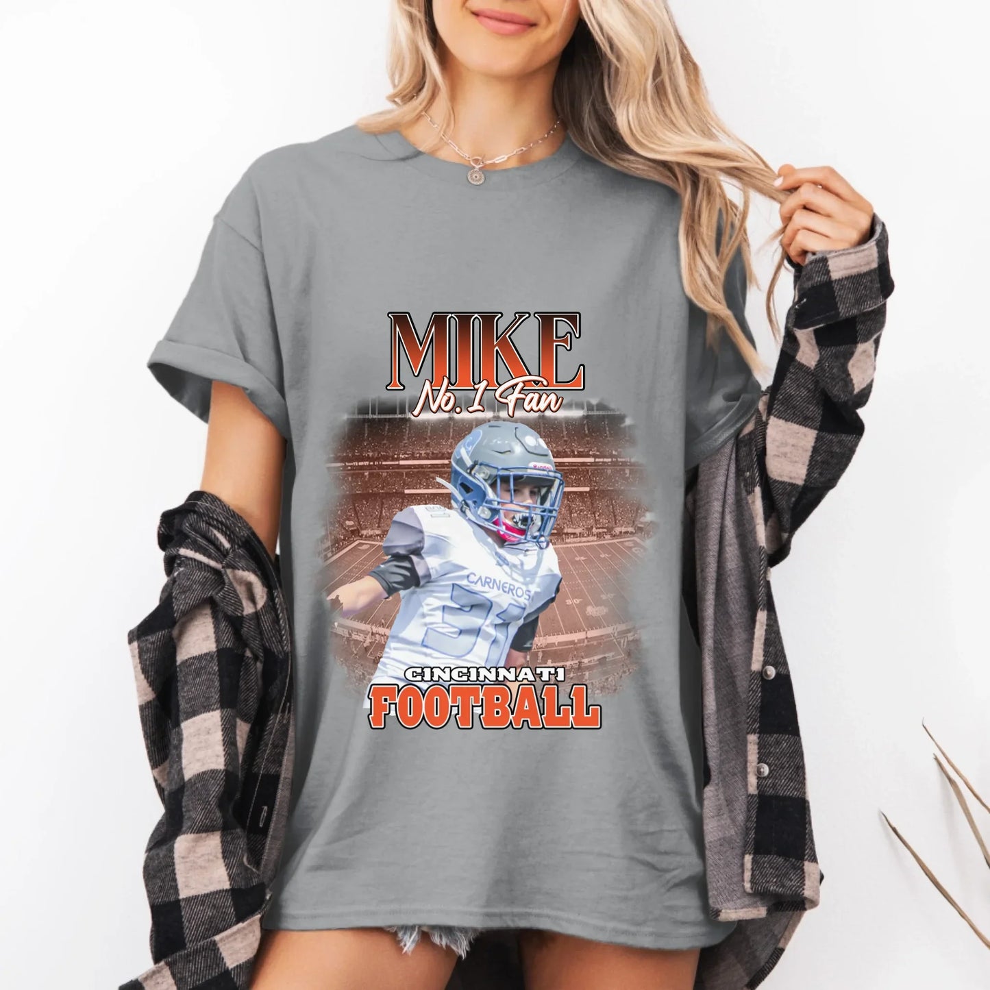 Personalized American Football Fan Photo T-Shirt
