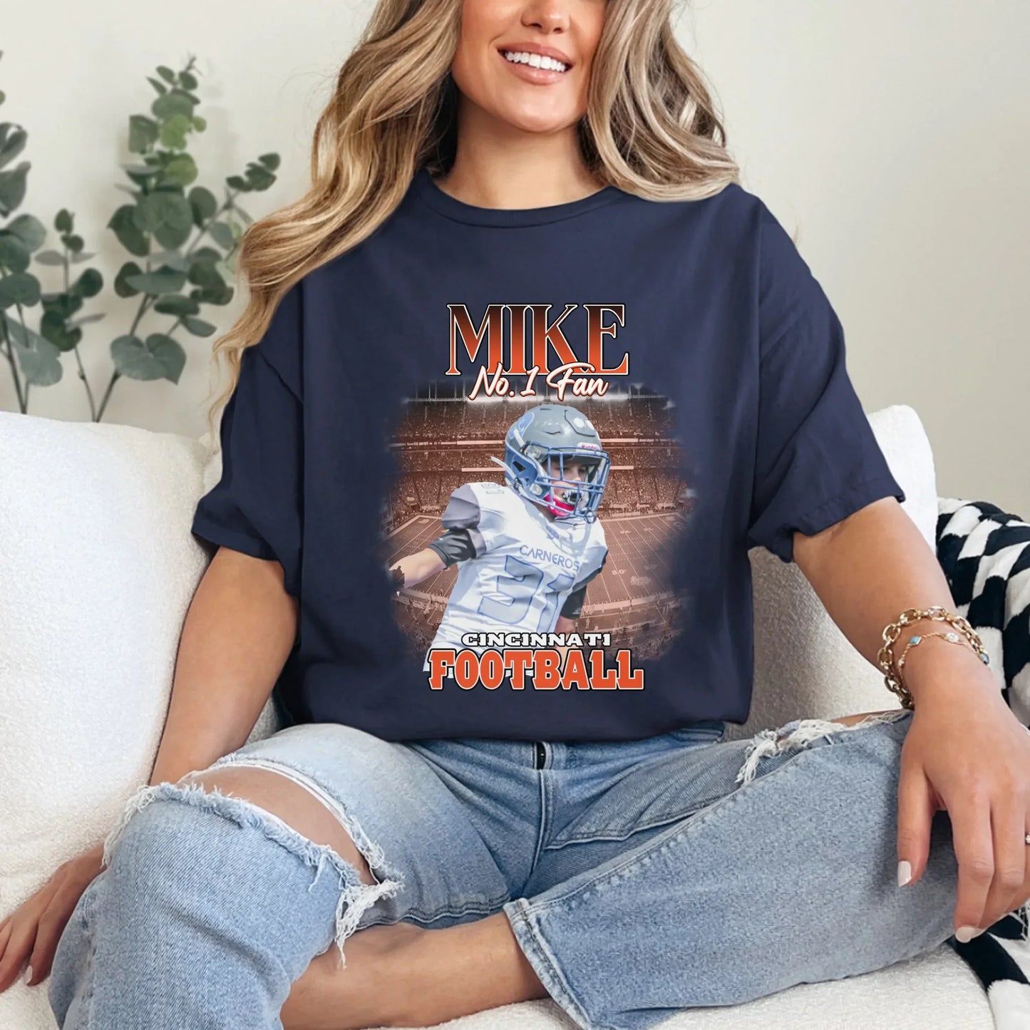 Personalized American Football Fan Photo T-Shirt