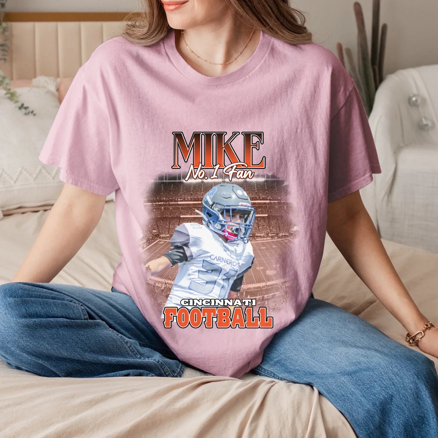 Personalized American Football Fan Photo T-Shirt