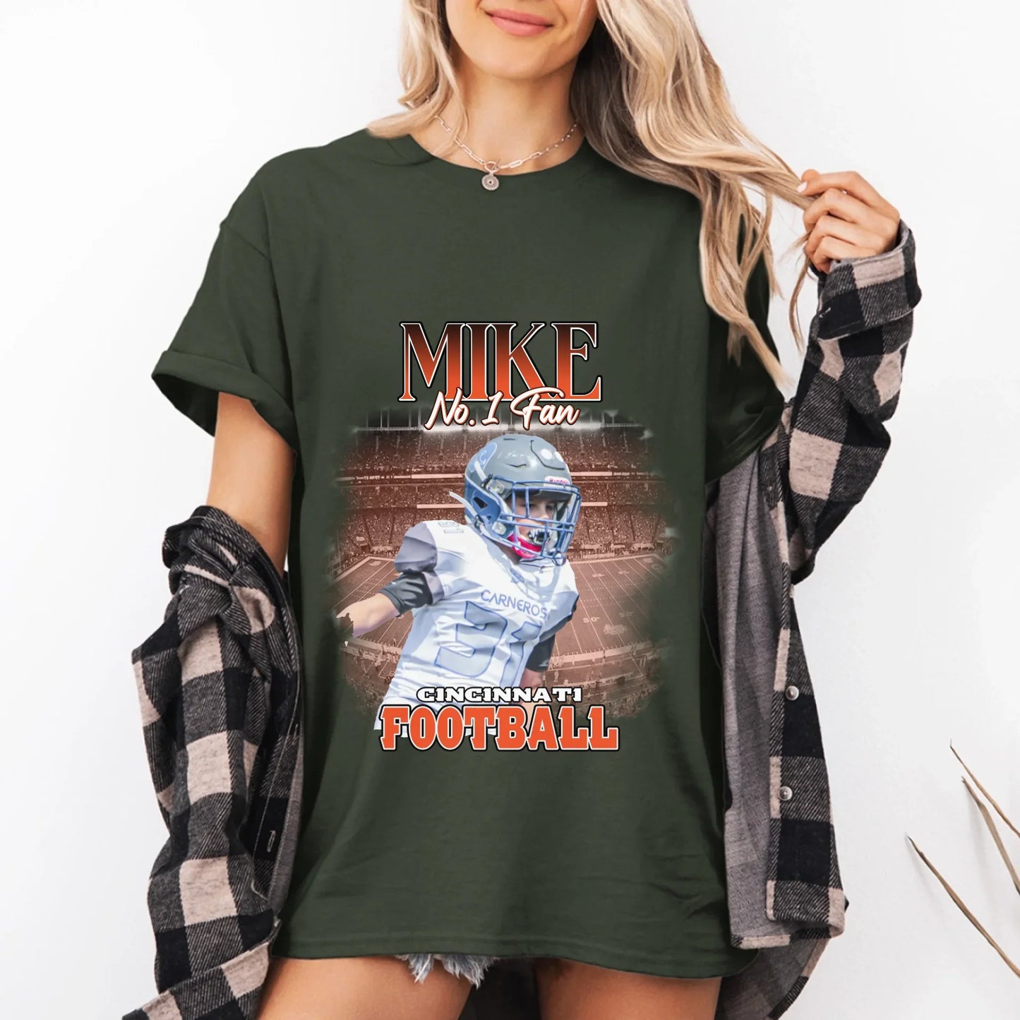 Personalized American Football Fan Photo T-Shirt