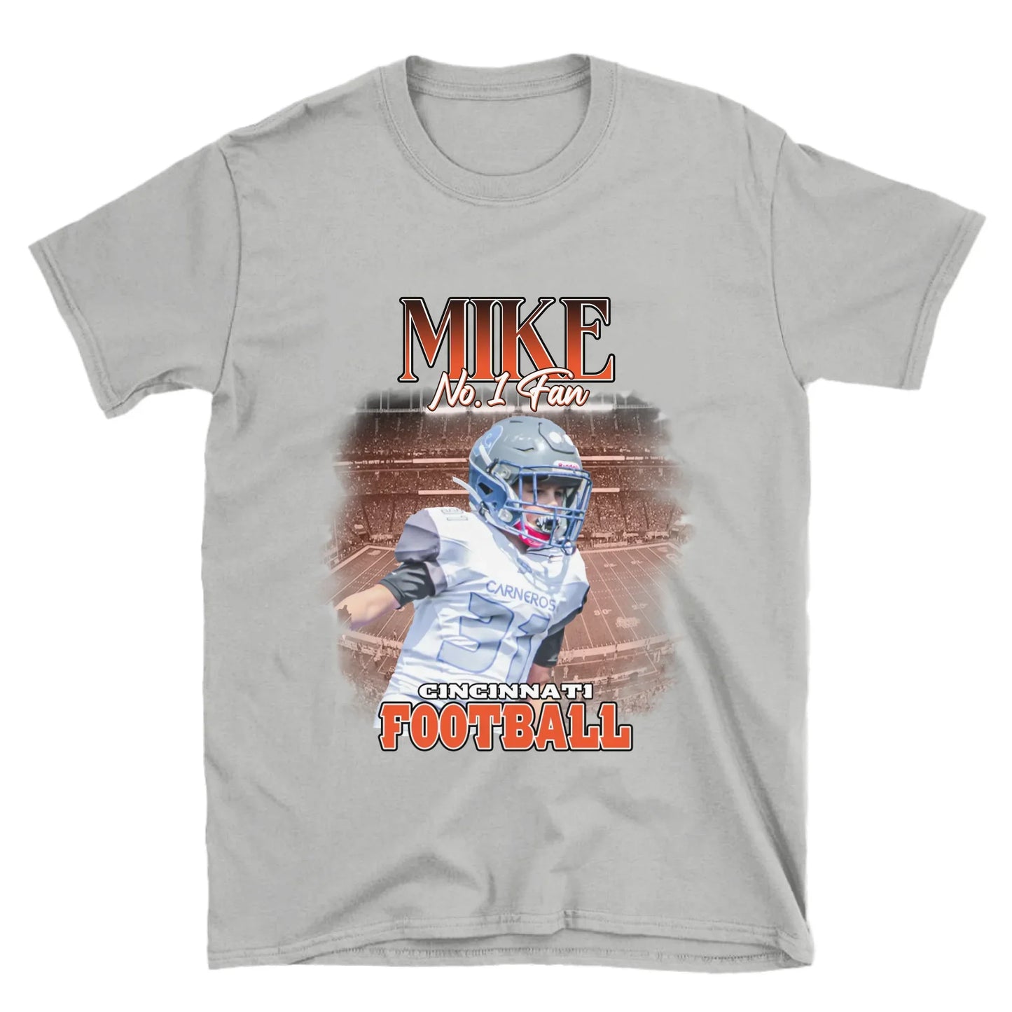 Personalized American Football Fan Photo T-Shirt